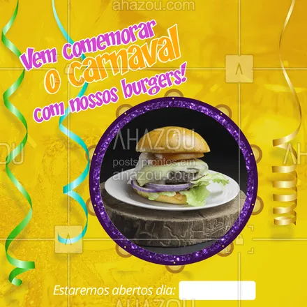 posts, legendas e frases de hamburguer para whatsapp, instagram e facebook: Quer curtir o carnaval da melhor maneira possível? Vem pra cá! :)
#foodtaste #ahazoutaste #ilovefood #foodlovers #foodfeed #hamburgueria #burger #carnaval