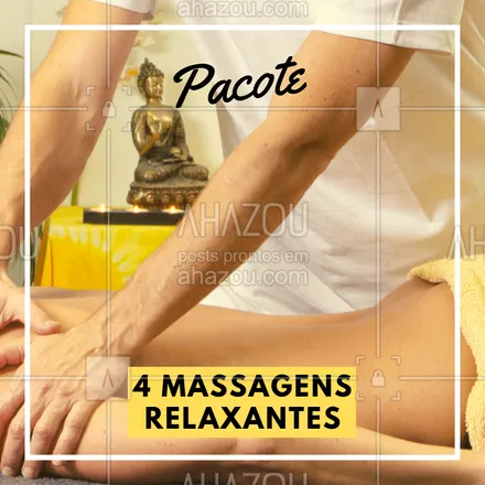 posts, legendas e frases de massoterapia para whatsapp, instagram e facebook: Tá na hora de relaxar! Aproveite esse pacote com 4 massagens relaxantes e bora relaxar ? #massagem #ahazou #massagemrelaxante #massoterapia