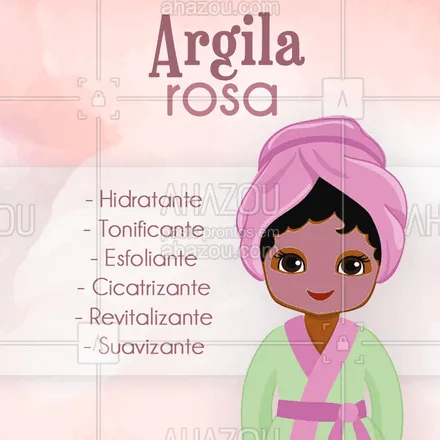 posts, legendas e frases de estética facial para whatsapp, instagram e facebook: Olha só os benefícios da argila rosa para a sua pele! #argila #argilarosa #ahazouestetica #esteticafacial #cuidadoscomapele