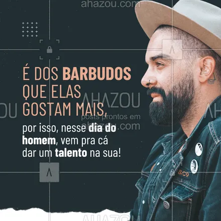 posts, legendas e frases de barbearia para whatsapp, instagram e facebook: Barbudo bonito é barbudo com uma barba bem cuidada. No seu dia, deixa que nós fazemos isso para você! 😉👍🏻
#diadohomem #AhazouBeauty #barba  #barbearia  #barbeiro  #barbeiromoderno  #barbeirosbrasil  #barber 