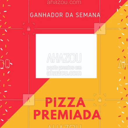 posts, legendas e frases de pizzaria para whatsapp, instagram e facebook: Parabéns (@ DO USUÁRIO) ✨ Você ganhou um pizza de oito pedaços para se deliciar quando quiser! #pizza #ahazoupizzaria #sorteiopizza