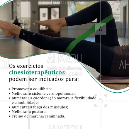 posts, legendas e frases de fisioterapia para whatsapp, instagram e facebook: A cinesioterapia é um conjunto de exercícios  que ajudam na reabilitação de diversas situações,  fortalecendo e alongando os músculos, também serve para otimizar o estado de saúde geral e prevenir alterações motoras.?‍⚕
Você já fez cinesioterapia?

#AhazouSaude # Cinesioterapia #exercicios #dicas  #tratamento #fisioterapeuta #fisio #qualidadedevida #cinesioterapêuticos #indicado