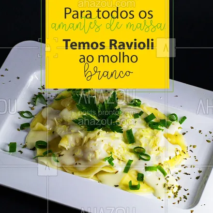 posts, legendas e frases de cozinha italiana para whatsapp, instagram e facebook: Venha experimentar o melhor Ravioli da região! ?? 
#Ravioli #MolhoBranco #ahazoutaste #Massas #ComidaItaliana