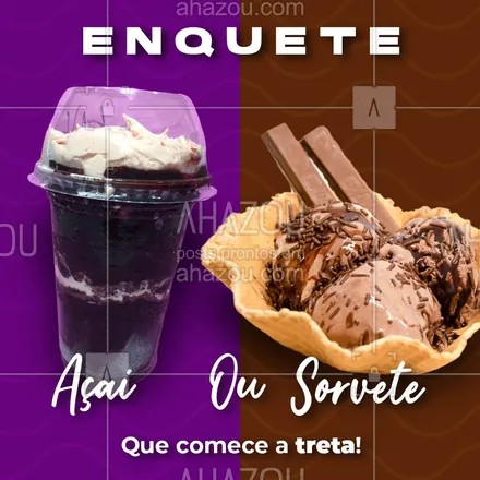 posts, legendas e frases de gelados & açaiteria para whatsapp, instagram e facebook: Queremos fogo no parquinho! ?
Qual ganha essa disputa: o açaí ou o sorvete!
 #ahazoutaste #sorvete #acai  #sorveteria 
 #açaíteria #enquete