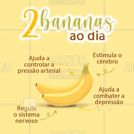 posts, legendas e frases de nutrição para whatsapp, instagram e facebook: Comer banana faz parte da sua rotina? Conta pra gente nos comentários! ?? 
#Banana #BeneficiosdaBanana #Alimentação #AhazouSaude #DicasAlimentação   #alimentacaosaudavel #nutricao #bemestar #viverbem