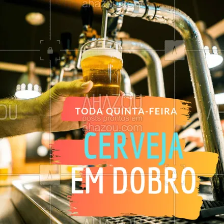 posts, legendas e frases de bares para whatsapp, instagram e facebook: Vai ficar de fora dessa promoção? #cervejaemdobro #ahazou #quintas