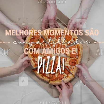 posts, legendas e frases de cozinha italiana para whatsapp, instagram e facebook: O dia sempre acaba melhor quando termina em pizza! #ahazoutaste  #comidaitaliana #pizzalovers #pizzaaddiction