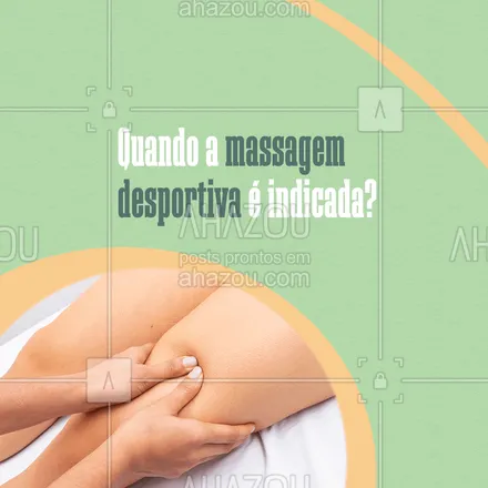 posts, legendas e frases de massoterapia para whatsapp, instagram e facebook: A massagem desportiva é indicada para melhorar o rendimento e recuperar a musculatura de forma rápida, trazendo benefícios como: aumento de rendimento físico, prevenção de lesões musculares, reabilitação rápida do músculo, auxílio no ganho de massa magra, prevenção de dores e câibras e aumento de flexibilidade.
#AhazouSaude #massagem  #massoterapeuta  #massoterapia  #quickmassage  #relax 