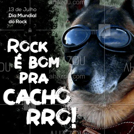 posts, legendas e frases de assuntos variados de Pets para whatsapp, instagram e facebook: Seu pet tem jeito de que ouve qual tipo de rock? Conta pra gente! Feliz Dia do Rock! #rock #pet #music #ahazou #ahazourock #ahazoupet #diadorock