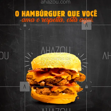 posts, legendas e frases de hamburguer para whatsapp, instagram e facebook: É impossível não cair de amor por todo o sabor e suculência dos nossos hambúrgueres. Então aproveite venha nos visitar e faça o seu pedido de respeito. #artesanal #burger #burgerlovers #ahazoutaste #hamburgueria #hamburgueriaartesanal #sabor #opções #qualidade #cardápio