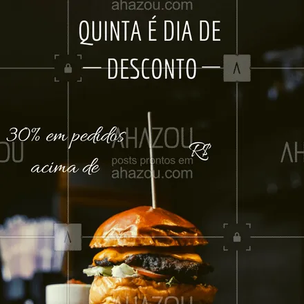 posts, legendas e frases de hamburguer para whatsapp, instagram e facebook: Quinta-feira é dia de promoção! Bora pedir? ? #promocao #ahazou #desconto #burger