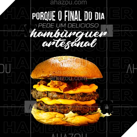 posts, legendas e frases de hamburguer para whatsapp, instagram e facebook: Nada melhor que terminar o dia comendo essa maravilha deliciosa! Entre em contato e peça já o seu hambúrguer artesanal! #hamburgueriaartesanal #hamburgueria #ahazoutaste #burgerlovers #burger #artesanal #hamburguerartesanal