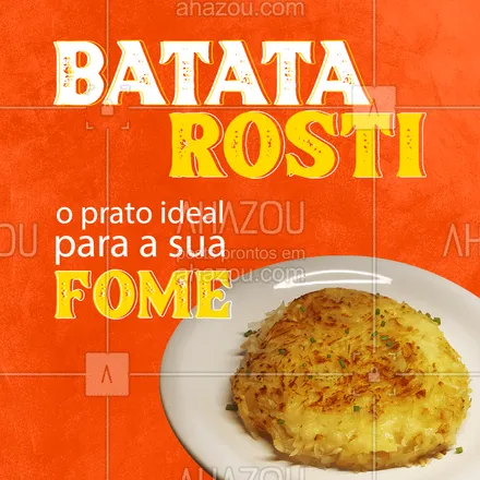 posts, legendas e frases de comidas variadas para whatsapp, instagram e facebook: Você já experimentou a nossa Batata Rosti? ? Você não vai se arrepender! ? 
#BatataRosti #Batata #ahazoutaste  #foodlovers #ilovefood