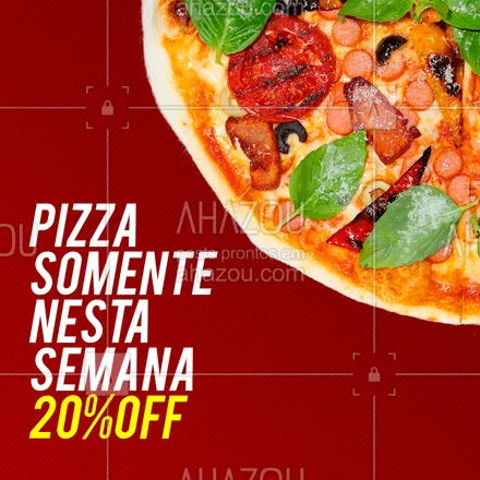 posts, legendas e frases de pizzaria para whatsapp, instagram e facebook: Aproveite nesta semana você compra qualquer pizza simples com 20% DE DESCONTO!
#pizza #ahazougastro #ahazou #pizzaria #desconto