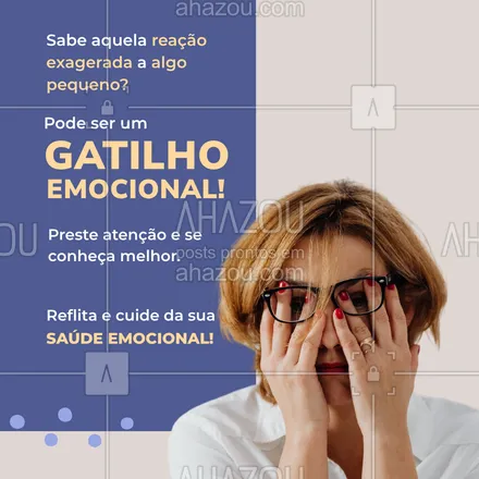 posts, legendas e frases de para whatsapp, instagram e facebook: Gatilhos emocionais são respostas intensas a situações que ativam memórias ou traumas. Quando algo pequeno causa uma grande reação, é hora de olhar pra dentro.
#gatilhoemocional #autoconhecimento #emocões #saudemental #cuidadosemocionais #psicologia