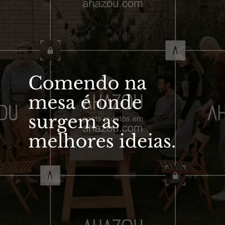 posts, legendas e frases de assuntos variados de gastronomia para whatsapp, instagram e facebook: Comendo na mesa é onde surgem as melhores ideias. #ahazoutaste #gastronomia #frasedecozinha