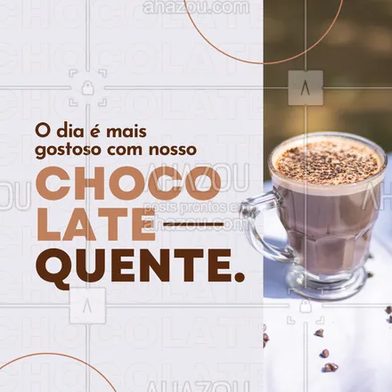 posts, legendas e frases de cafés para whatsapp, instagram e facebook: Tudo o que você precisa para o seu dia é um chocolate quente para completar o seu dia, venha nos visitar e pedir o seu.  #chocolatecremoso #café #ahazoutaste  #cafeteria  #coffee 
