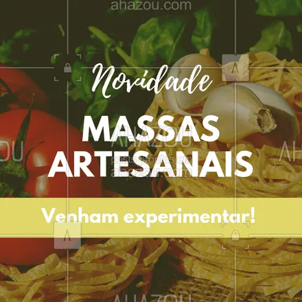 posts, legendas e frases de cozinha italiana para whatsapp, instagram e facebook: Massas artesanais feitas com todo o amor! #massas #food #ahazouapp #gastronomia #artesanais