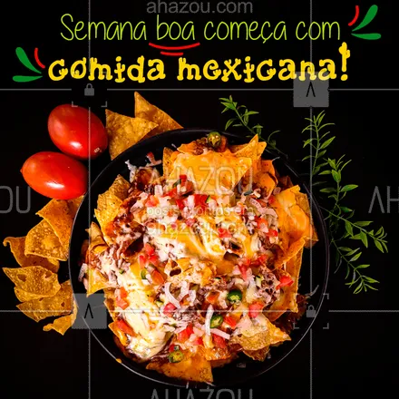 posts, legendas e frases de cozinha mexicana para whatsapp, instagram e facebook: Deixe sua segunda-feira mais saborosa: peça comida mexicana! ?
Faça seu pedido pelo delivery. 

#ComidaMexicana #delivery #tacos #nachos #ahazoutaste  #cozinhamexicana