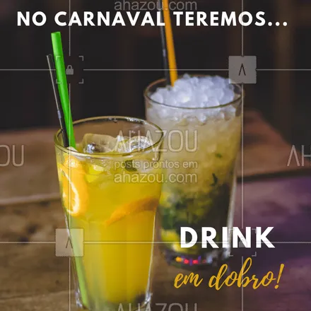 posts, legendas e frases de bares para whatsapp, instagram e facebook: O Carnaval pede DRINK EM DOBRO! #drink #carnaval #promoçao #ahazou