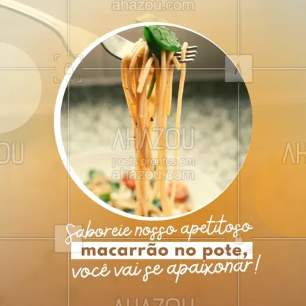 posts, legendas e frases de comidas variadas para whatsapp, instagram e facebook: Venha experimentar o melhor macarrão no pote que vai te deixar sem palavras. Entre em contato e peça logo. 😋
#ahazoutaste #eat  #foodlovers  #ilovefood  #instafood #macarraonopote #macarrao