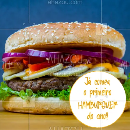 posts, legendas e frases de hamburguer para whatsapp, instagram e facebook: O ano só começa depois do primeiro hamburguer hein? ? #hamburguer #ahazou #Hamburgueria