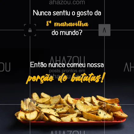 posts, legendas e frases de bares, hamburguer, comidas variadas para whatsapp, instagram e facebook: Modéstia parte nossa porção de batatas faz sucesso ?, não fique de fora e prove já essa maravilha! #hamburgueria #batata#ahazoutaste #burgerlovers #eat #porçãodebatata #foodlovers