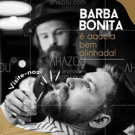 posts, legendas e frases de barbearia para whatsapp, instagram e facebook: Venha deixar sua barba bem alinhada como pede a encomenda! 😉 
#AhazouBeauty #barberLife  #barbeirosbrasil  #barbeiro  #barberShop  #barbearia  #barba 