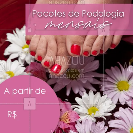posts, legendas e frases de podologia, manicure & pedicure para whatsapp, instagram e facebook:  Invista em você, com pacotes mensais de podologia. 
.
.
.
#Podologia #Pacotes #Promocional #Ahazou