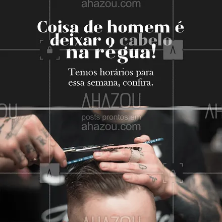 posts, legendas e frases de barbearia para whatsapp, instagram e facebook: Já separa aquele corte que você quer lançar, agende seu horário e venha pra cá! 😎
#AhazouBeauty #barba  #barbearia  #barbeiro  #barbeiromoderno  #barbeirosbrasil  #barberLife  #barber  #barberShop 