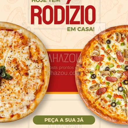 posts, legendas e frases de  para whatsapp, instagram e facebook: Monte seu rodízio com nossos sabores irresistíveis!
Várias opções, borda recheada e aquele precinho que cabe no bolso.
Chama no zap e bora saborear!
#rodiziodepizza #emcasatambémtem #pizzavariada #saboresincriveis #pizzafeelings #saborquetransforma