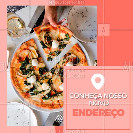 posts, legendas e frases de pizzaria para whatsapp, instagram e facebook: Venha conhecer nosso novo endereço! Estamos neste endereço: ...! 
#ahazou #novo #endereço #venhaconhecer
