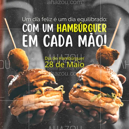 posts, legendas e frases de hamburguer para whatsapp, instagram e facebook: Que tal comemorar da melhor maneira? Comprando o seu lanche favorito aqui! 🍔🤩
#diadohamburguer #ahazoutaste #burger  #burgerlovers  #artesanal  #hamburgueria  #hamburgueriaartesanal 