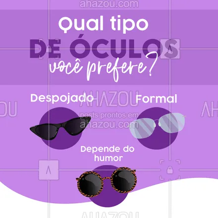 posts, legendas e frases de óticas  para whatsapp, instagram e facebook: Seja qual for o seu estilo, você encontrará tudo em nossa loja! Nós atendemos a todos os gostos! Comenta aqui, qual tipo de óculos você gosta de usar? 

#AhazouÓticas #oticas  #otica  #oculosdesol  #oculosdegrau  #oculos  #lentesdecontato 