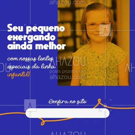 posts, legendas e frases de óticas para whatsapp, instagram e facebook: Nossa linha infantil está cheia de novidades! Confira nossas opções da linha infantil! ??
#AhazouÓticas #óculos #óculosinfantil #óticasonline #vendas #linhainfatil