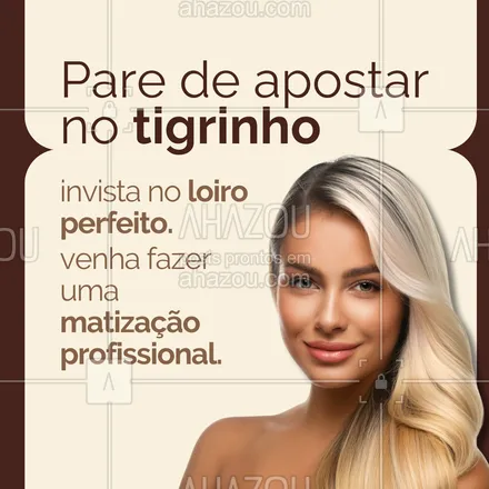 posts, legendas e frases de cabelo para whatsapp, instagram e facebook: Chega de apostas arriscadas. Invista no seu cabelo e veja a transformação acontecer.  ✨.

Agende já sua matização para ter o loiro perfeito.  

#AhazouBeauty #cabelo #cabeleireiro #hair #matização #salaodebeleza #tendência 