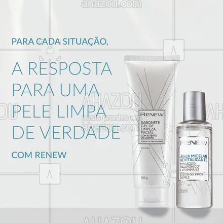 posts, legendas e frases de avon para whatsapp, instagram e facebook: Não é novidade que a limpeza é um dos passos mais essenciais para cuidar da pele, certo? Ela prepara o seu rosto para receber tratamento das etapas seguintes e evita poros entupidos, normalizando a produção de oleosidade. 🧼✨💧

O que muita gente não sabe é que ela pode ser mais simples. Com as fórmulas de limpeza Renew, seja de um a quatro passos (a depender da sua necessidade), o importante é considerar a ordem: Gel de Limpeza, Esfoliante Dupla Ação, Tônico Vitamina C e Água Micelar. 

Passe o carrossel e veja indicações que podem se encaixar no seu dia-a-dia. 💖👆 #ahazouavon #ahazourevenda