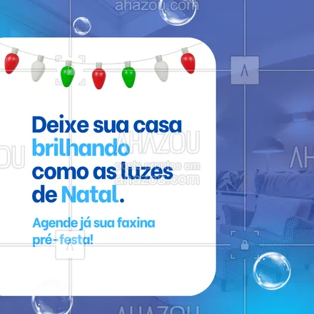 posts, legendas e frases de faxina para whatsapp, instagram e facebook: 🎄 O Natal está chegando e nada melhor do que uma casa limpinha para entrar no clima! Enquanto você cuida dos presentes e da ceia, a gente cuida da faxina. Bora deixar sua casa brilhando como as luzinhas da árvore? Agende já! ✨