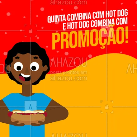 posts, legendas e frases de hot dog  para whatsapp, instagram e facebook: Quintou e hoje tem promoção! Aproveite! ? #ahazoutaste  #hotdog #food #hotdoglovers #hotdoggourmet #cachorroquente #promoção #quinta