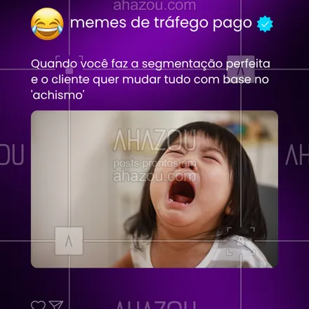 posts, legendas e frases de marketing digital para whatsapp, instagram e facebook: O feeling é importante, mas o tráfego é dado, teste e ajuste.
Confia no gestor (e nos dados)!
#gestaodetrafego #trafegopago #humorads #memesdigitais #adsbrasil #achismonuncamais