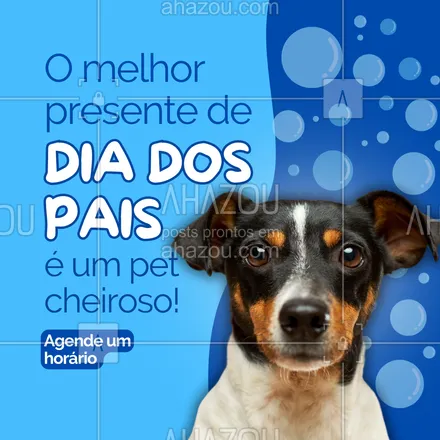 posts, legendas e frases de petshop para whatsapp, instagram e facebook: Que tal um Dia dos Pais com seu pet cheiroso e feliz? Agende um banho especial e celebre essa data com muito carinho e diversão. 🛁❤️

#AhazouPet #banhoetosa #petshop #petshoponline #diadospais