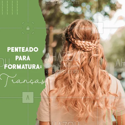 posts, legendas e frases de cabelo para whatsapp, instagram e facebook: As tranças deixam qualquer penteado mais charmoso, não acha? Que tal memorizar esse momento da sua formatura com um penteado com uma coroa de trança? É um penteado super romântico que fica bem até em quem tem o cabelo mais curto ou com franja. O que acha? 

#Trança #PenteadoFormatura #Penteados #CabeloFeminino #Cabeleireiro #Dicas #Ahazou #BelezaeEstética #Beleza 
