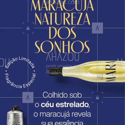 posts, legendas e frases de natura para whatsapp, instagram e facebook: Na hora em que o mundo repousa, o Maracujá revela sua essência mais sublime. Seu sabor doce se mistura com o frescor cítrico do orvalho noturno e desperta uma fragrância única. Experimente a edição limitada de Natura Ekos Maracujá Natureza dos Sonhos.  #AhazouNatura #ahazourevenda