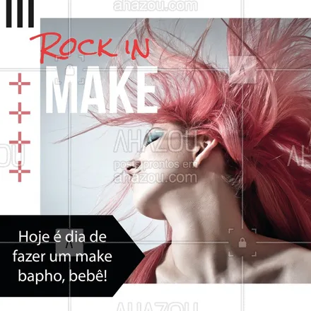 posts, legendas e frases de maquiagem para whatsapp, instagram e facebook: Para entrar no clima do Rock in Rio! ?? Bora agendar um horário para arrasar! ? #rockinrio #ahazou #maquiagem #makeup

