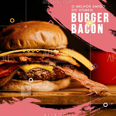 posts, legendas e frases de hamburguer para whatsapp, instagram e facebook: O melhor amigo do homem deveria ser considerado o burger artesanal com acréscimo de bacon. Bacon é vida!
#ahazou #burger #bacon #comer #instafood