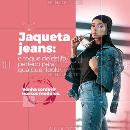 posts, legendas e frases de moda feminina para whatsapp, instagram e facebook: Precisando de uma jaqueta jeans que combine com todos os looks? Vem para cá! #AhazouFashion #fashion #fashionista #lookdodia #moda #modafeminina #OOTD #jaqueta #jeans #jaquetajeans #AhazouFashion 