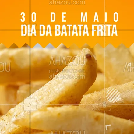 posts, legendas e frases de assuntos variados de gastronomia para whatsapp, instagram e facebook: Vamos comemorar o dia dessa maravilha!
30 de maio dia da batata frita.
#ahazou #batata #taste #fritas #humm #queromais