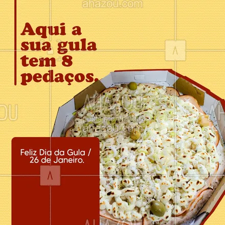 posts, legendas e frases de pizzaria para whatsapp, instagram e facebook: A quantidade é fácil, o que a gente não sabe é o sabor da sua gula. Então faça o seu pedido e ajude a gente a descobrir. #ahazoutaste #pizza #pizzaria #pecado #diadagula #gula
