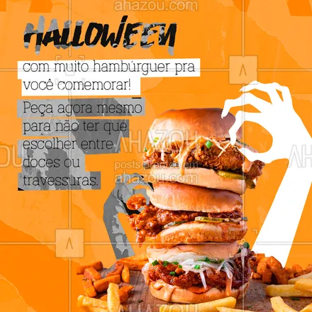 posts, legendas e frases de hamburguer para whatsapp, instagram e facebook: 
Vá de hambúrguer nesse Halloween! Carne suculenta e ingredientes frescos, para todos os amantes de um bom fast food. Aqui os monstros e a  fome não têm vez!


#ahazoutaste #hamburgueriaartesanal  #hamburgueria  #burgerlovers  #burger  #artesanal 