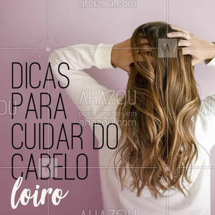 posts, legendas e frases de cabelo para whatsapp, instagram e facebook: Quem tem cabelo loiro sabe: o que tem de beleza, tem que ter de cuidado! ? 
Olha só algumas dicas:
1 - Escolha o shampoo e condicionador mais adequados pro seu cabelo, preferencialmente indicados para cabelos loiros.
2 - Utilize um protetor térmico sempre que usar secador ou chapinha.
3 - Tenha um óleo de hidratação, 2 gotinhas nas pontas já mantém o cabelo hidratado.
4 - Siga um cronograma capilar de cuidados (hidratação, nutrição e reconstrução)
5 - Sempre que perceber que o loiro está amarelando, utilize um shampoo matizador indicado por um profissional!
6 - Nunca entre na água do mar ou piscina sem um leave-in protegendo os fios. 
#cabelo #ahazou #loiro #cuidadoscomocabelo 